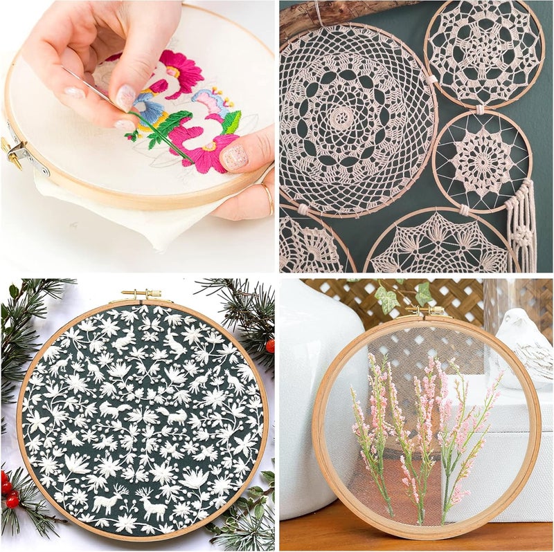 GuoFa 2 Pack 4'' Embroidery Hoop, 10CM Beech Wood Cross Stitch Hoops, Hanging Embroidery Frame Hoop for Decoration - Image 3